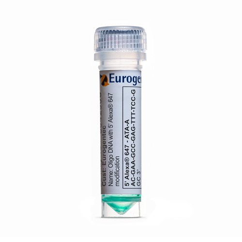 Example of a tube containing an Oligonucleotides with 5' Alexa 647 modification