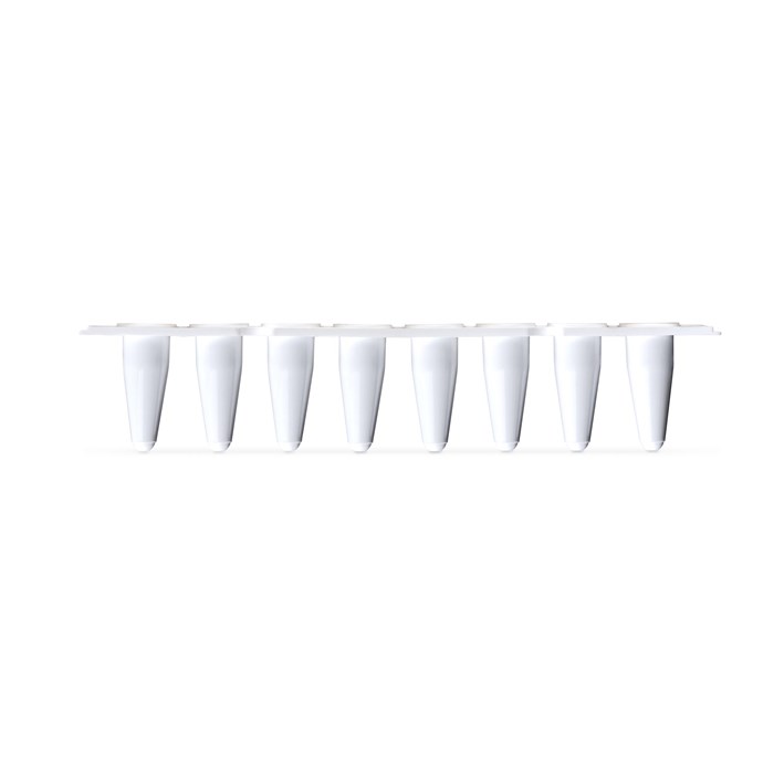 Picture of a qPCR 8-tube strip, low profile, white